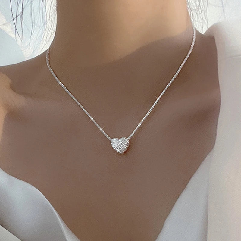 LoveHammer - Collier en Argent 925 avec Pendentif Cœur pour Filles