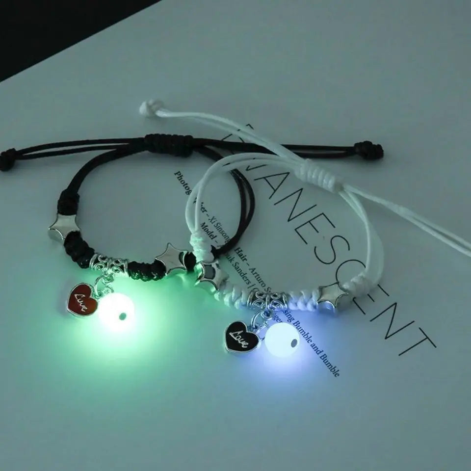 StarGlow - Bracelet Lumineux Couple avec Perles pour Hommes et Femmes