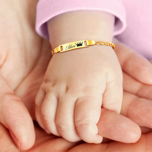 BabyCharm - Bracelet Personnalisé en Acier Inoxydable pour Bébé